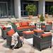 OVIOS 8-piece Patio Conversation Wicker Furniture Set Swivel Chair Set