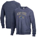 Men's Heathered Navy Kent State Golden Flashes The Champ Tri-Blend Pullover Sweatshirt