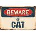 SignMission Beware of Cat Sign Plastic in Blue/Brown/Red | 8 H x 12 W x 0.1 D in | Wayfair Z-812-BW-Cat