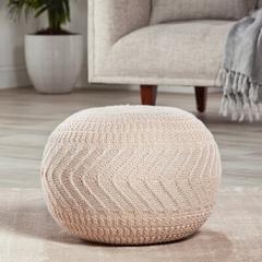 Dakota Fields Turco Solid Blush Round Pouf Ottoman Polyester/Fade Resistant/Stain Resistant in Pink | 14 H x 20 W x 20 D in | Wayfair
