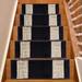 Black 0.39 x 6 W in Stair Treads - Purhome Custom Size Stair Treads Soft Navy Blue Meander Greek Key Design 26 Inches Width Handmade Customize Stair Tread Set Of 13 Synthetic Fiber | Wayfair