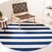 Blue/Navy 120 x 0.16 in Area Rug - Beachcrest Home™ Brookvale Striped Handmade Flatweave Navy/Ivory Area Rug | 120 W x 0.16 D in | Wayfair