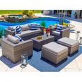 Latitude Run® Sorrento 6 Piece L Outdoor Patio Conversation Sofa Lounge Set in Synthetic Wicker/All - Weather Wicker/Wicker/Rattan in Gray | Wayfair