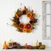 Primrue Sunflower, Pumpkin, Gourd, Pinecone & Berry 24" Wreath Traditional Faux in Orange | 24 H x 24 W x 6 D in | Wayfair