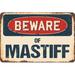 SignMission Beware of Mastiff Sign Plastic in Blue/Brown/Red | 3.5 H x 5 W x 0.1 D in | Wayfair Z-D-3.5-BW-Mastiff