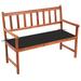 Red Barrel Studio® Outdoor Patio Bench Wooden Garden Bench w/ Cushion Acacia Wood/Natural Hardwoods in Brown/White | Wayfair