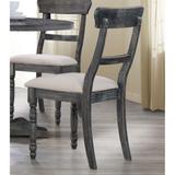 Leventis Side Chair (Set-2) in Light Brown Linen & Weathered Gray, Padded Seat