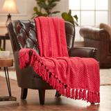 Chanasya Textured Knit Throw Blanket With Tassels