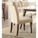 Gasha Side Chair (Set-2) in Beige Linen & Walnut, Button Tufted, Soft Cushioned Backs and Seats
