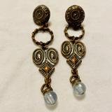 Anthropologie Jewelry | Antique Aztec-Style Gold And Blue Marble Drop Earrings | Color: Blue/Gold | Size: Os