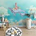 MUMUWUSG 3D Non-Woven Wallpaper Color Flower Animal Whale Panoramic Murals Wall Decoration 3D Wallpaper Living Room The Wall for Bedroom Living Room Corridor Wall Poster 360X230Cm