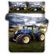 JGTQ Bedding Double Duvet Set Blue tractor Printed Bedding Sets Adult Quilt Covers With Zipper Closure With 2 Pillowcases, Soft Easy Care Microfiber 200x200cm