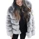 RTGHNMF Women's Thick Solid Color Warm Jacket Hooded Parka Long Coat Faux Fur Coat