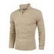 COOFANDY Men's Quarter Zip Sweater Slim Fit Casual Knitted Turtleneck Pullover Mock Neck Polo Sweater (02_Khaki, X_Large)