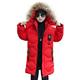 LSHDCER Winter Jacket Boys Coat Padded Hooded Fur Outerwear Thick Parka Casual Windproof Clothes, Red, 10-11 Years