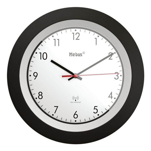 Mebus Funk-Wanduhr 19447 Ø 30 cm schwarz schwarz, 30 cm Image