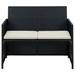 Ebern Designs 2 Seater Sofa Couch w/ Cushions Patio Wicker Love Seat PE Rattan Wicker/Rattan/Metal in Black | 33.5 H x 59 W x 22.05 D in | Wayfair