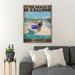 Trinx Man Surfing - The Beach Is Calling Gallery Wrapped Canvas - Surfing Illustration Decor, Blue Living Room Decor Canvas in White | Wayfair