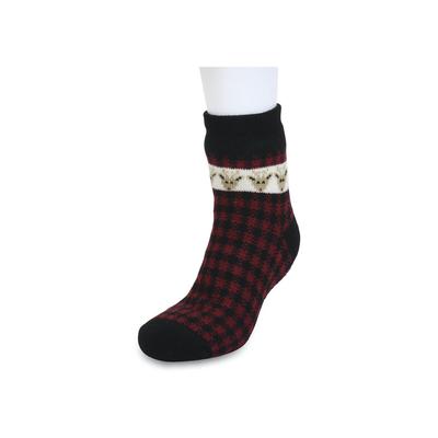 Plus Size Women's Cuffed Ankle Cabin Sock by GaaHuu in Buffalo Check Deer (Size ONE)