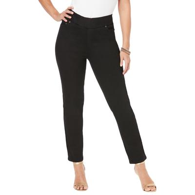Plus Size Women's Comfort Waist Stretch Denim Straight Leg Jean by Jessica London in Black (Size 14 W) Pull On Stretch Denim