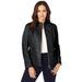 Plus Size Women's Zip Front Leather Jacket by Jessica London in Black (Size 14 W)