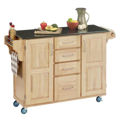 Large Natural Finish Create a Cart with Black Granite Top by Homestyles in Natural Black
