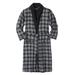 Men's Big & Tall Jersey-Lined Flannel Robe by KingSize in Black Plaid (Size 7XL/8XL)