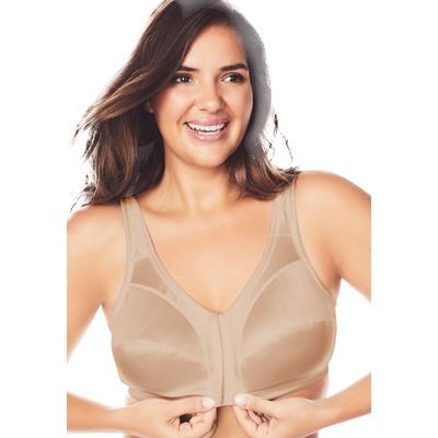 Plus Size Women's Front-Close Satin Wireless Bra by Comfort Choice in Nude (Size 50 G)