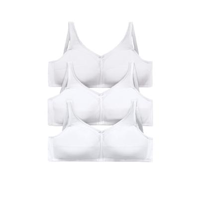 Plus Size Women's 3-Pack Cotton Wireless Bra by Comfort Choice in White Pack (Size 42 C)