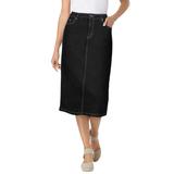 Plus Size Women's Stretch Denim Jean Skirt by Woman Within in Black Denim (Size 26 W)