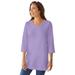 Plus Size Women's Perfect Three-Quarter Sleeve V-Neck Tunic by Woman Within in Soft Iris (Size 2X)