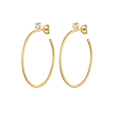 Elli PREMIUM Creolen Stecker Kristalle Klassisch 925 Silber goldfarben Damen Image