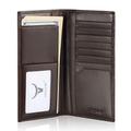 Slim Leather Long Wallet for Men & Women, Italian Calfskin, Breast Pocket Wallet for Checkbook, Credit Cards (Coffee)
