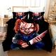 PTNQAZ Puppet Horror Doll Bedding Set 3D Printed Duvet Covers Sets With Pillowcases Child of Play Moive Character Chucky Doll Bed Linen Quilt Covers (Double,1)