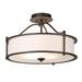 Orren Ellis Semi Flush Mount 18 Inch 3 Light Close To Ceiling Light w/ Fabric Shade & Glass Diffuser, Drum Fabric in Brown | 8 W x 8 D in | Wayfair