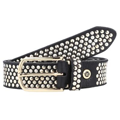 b.belt Nietengürtel Leder 100 cm Schwarz Damen