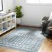 Gandy 6'7" x 9' Washable Updated Traditional Cream/Navy/Blue/Light Beige/Ink Blue/Teal/Peach Washable Area Rug - Hauteloom