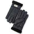 YISEVEN Men's Winter Shearling Sheepskin Leather Gloves Warm Fur Cuff Thick Wool Lined and Rugged Heated for Winter Cold Weather Dress Driving Xmas Gifts, Navy Blue L