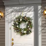 The Holiday Aisle® 30" Lighted PVC & PE Blend Wreath in Green/White | 7 H x 30 W x 30 D in | Wayfair 8645677598F6492A9F5BE597FC800E7E