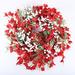 The Holiday Aisle® Berry & Flower Cluster Winter Wreath Christmas 24" Silk Wreath Silk in Red/Green | 24 H x 24 W x 5 D in | Wayfair