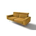 DOMO. Collection Rosario Sofa, 2,5er Garnitur mit Nackenfunktion und Holzkranz, 2,5 Sitzer Couch, 204x98x81 cm, Polstergarnitur in gelb (senf)