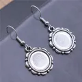 Boucles d'oreilles rondes et Vintage pour femmes 2 couleurs 14mm Cabochon Cameo pendentif