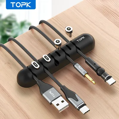 TOPK-Support de gestion des câbles en silicone L35 enrouleur de bureau pinces pour écouteurs fil