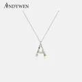 ANDYWEN-Collier pendentif en argent regardé 925 26 lettres or initial A B mince long réglable