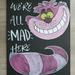 Disney Art | Hand Painted Cheshire Cat Painting | Color: Black/Pink | Size: Os