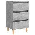 Susany Bed Cabinet Bedside Cabinet Nightstand Bedside Tables Bed Side Table 3 Drawer Bedside Cabinet with Solid Wood Legs Concrete Grey 40x35x69 cm