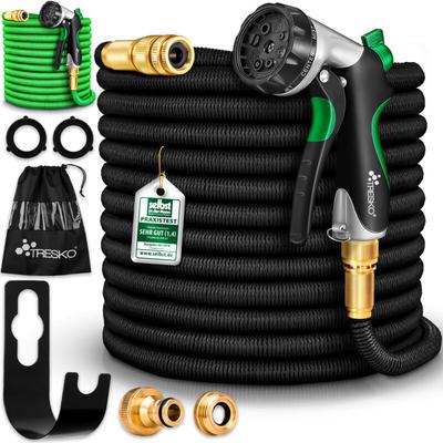 Premium Gartenschlauch Flexibler Wasserschlauch dehnbarer Flexischlauch Schwarz 7,5m - Schwarz