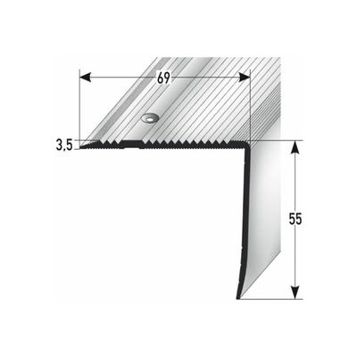 Auer - Treppenkante 55 x 69 mm, Aluminium eloxiert, gebohrt-silber-1000 - silber