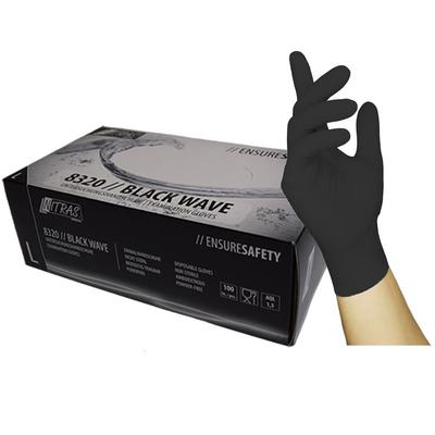 Nitras 8320 Black Wave Einmalhandschuhe - Einweghandschuhe puderfrei und extrem reißfest, perfekt