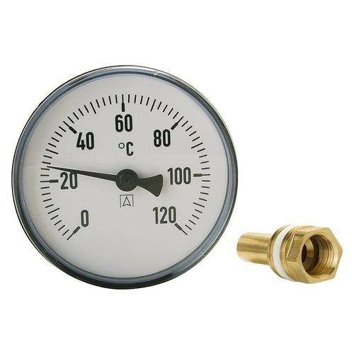 Afriso - Bimetall Thermometer Zeigerthermometer 0°C-120°C mit Tauchhülse 1/2' 'Ø 80x40 mm'